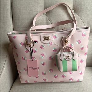 Juicy Couture Fun In The Sun Tote-Powder Blush/Retro Shoulder Bag and Mini Bag